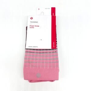 Lululemon Women's Training Power Stride Crew Length Socks Pink Gray Small 4-6
